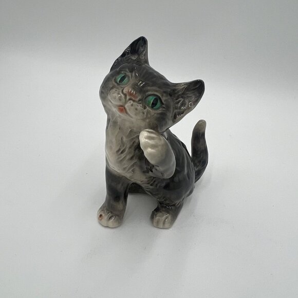 Goebel Vintage Porcelain Cat W. Germany Figurine Goebel Backstamp 1970s gray - Picture 1 of 13